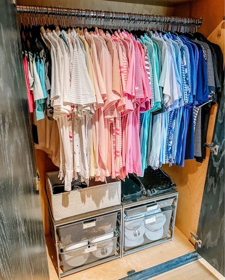 As the weather gets nicer, a lot of our clients like to hit the links. Having an organized space dedicated to golf clothes is the stuff of every golfer's dreams! This doesn't necessarily need to be in the primary closet such as in this case where we used some storage downstairs which is actually near where all the golf gear is - so a win win for our client! ⛳🏌️‍♂️