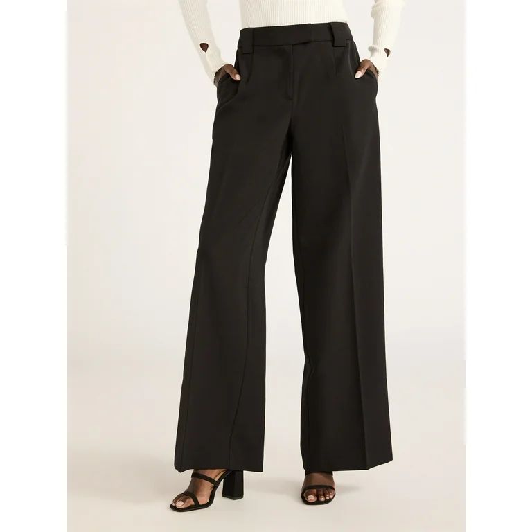 Scoop Women’s Ultimate Crepe Wide Leg Trousers, 32.5" Inseam, Sizes 0-20 | Walmart (US)