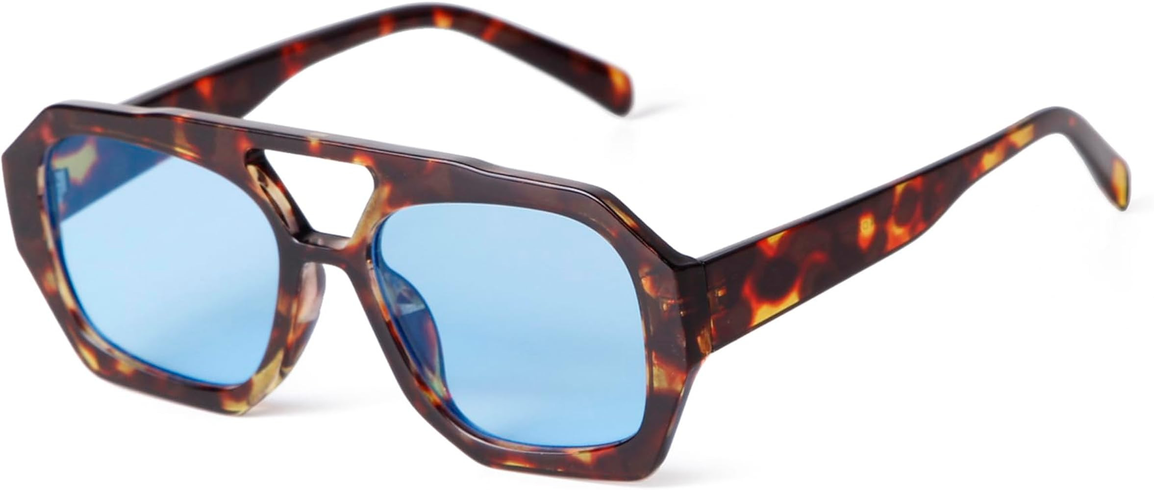 SDINM Trendy Designer Hexagon Aviator Sunglasses for Women Men Retro 70s Square Thick Frame Sun G... | Amazon (US)