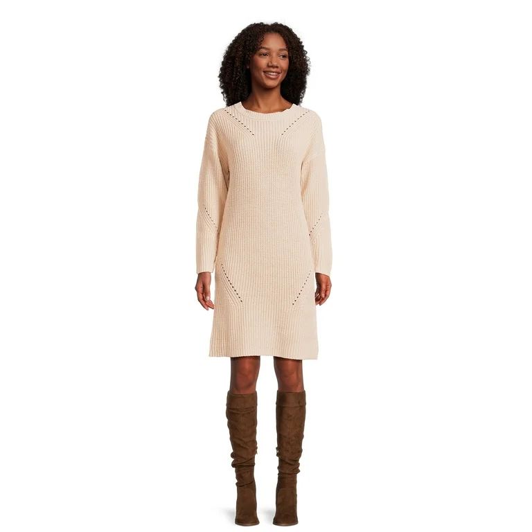 Time and Tru Women's Shaker Knit Sweater Dress, Sizes XS-XXXL | Walmart (US)