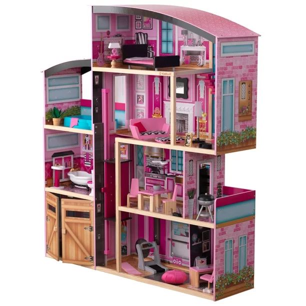 KidKraft Shimmer Mansion Wooden Dollhouse with 30 Accessories | Walmart (US)