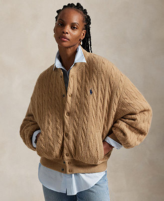 Women's Cable Bomber Jacket | Macy's