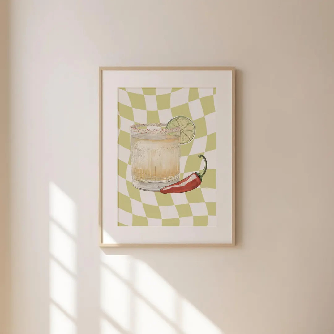 Spicy Margarita Cocktail Print | Aesthetic Wall Art Print Poster Decor | Trendy, Retro, Bar Cart ... | Etsy (US)