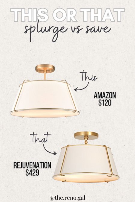 This or that dupe finds! This or that splurge finds! Look for less. Rejuvenation  dupe find. 

Gold flush mount light, flush mount gold light, office light 

#founditonamazon #amazonhome #amazonfinds

#LTKhome #LTKstyletip #LTKsalealert