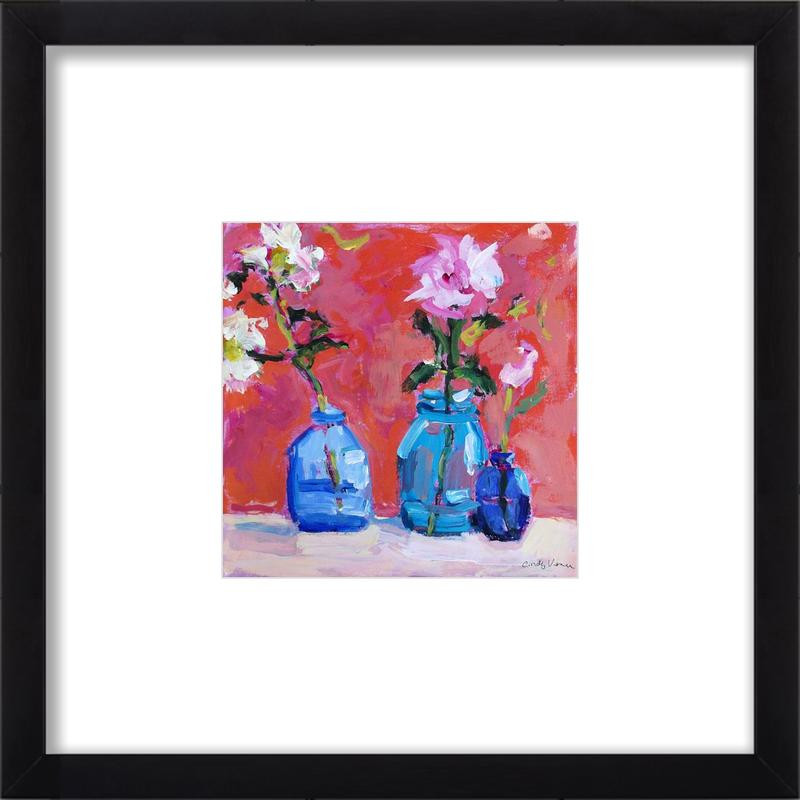 Blue Bottles on Red | Artfully Walls