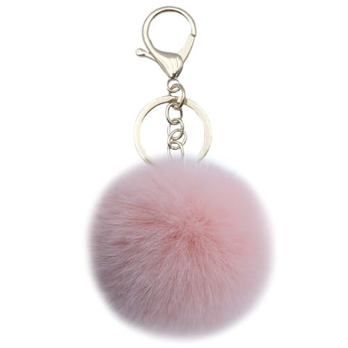 Unpafcxddyig Faux Rabbit Fur Ball Pom Pom Keychain for Car Key Ring Phone Handbag Charm Tote Pendant,han pink | Amazon (US)