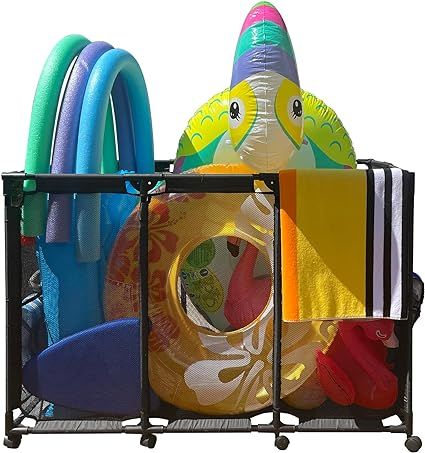 Pool Float Storage Organizer for Pool Noodles Floats Inflatables Towels - Ultimate Outdoor Pool T... | Amazon (US)