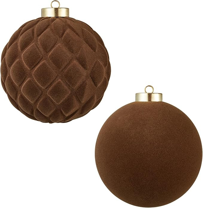 Large Velvet Christmas Ball Ornaments - 6 Inch Flocked Christmas Balls Shatterproof Decorative Ha... | Amazon (US)