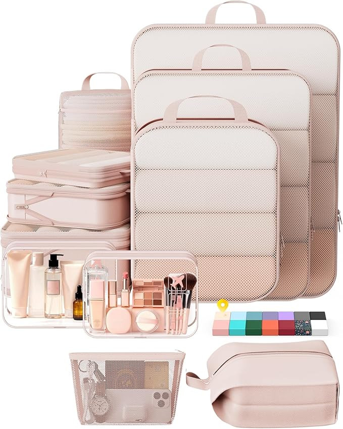 Veken 11 Set Compression Packing Cubes for Travel Essentials,Compressible Expandable Large Luggag... | Amazon (US)