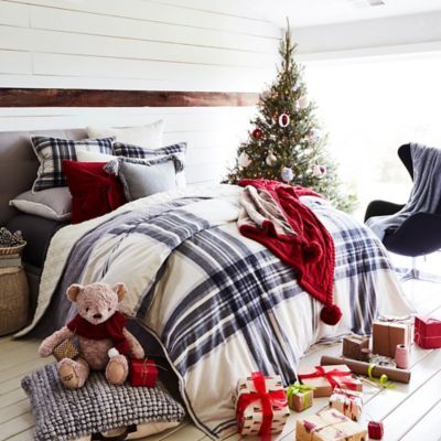 UGG® Tarni Reversible Twin Comforter Set in Charcoal/White | Bed Bath & Beyond