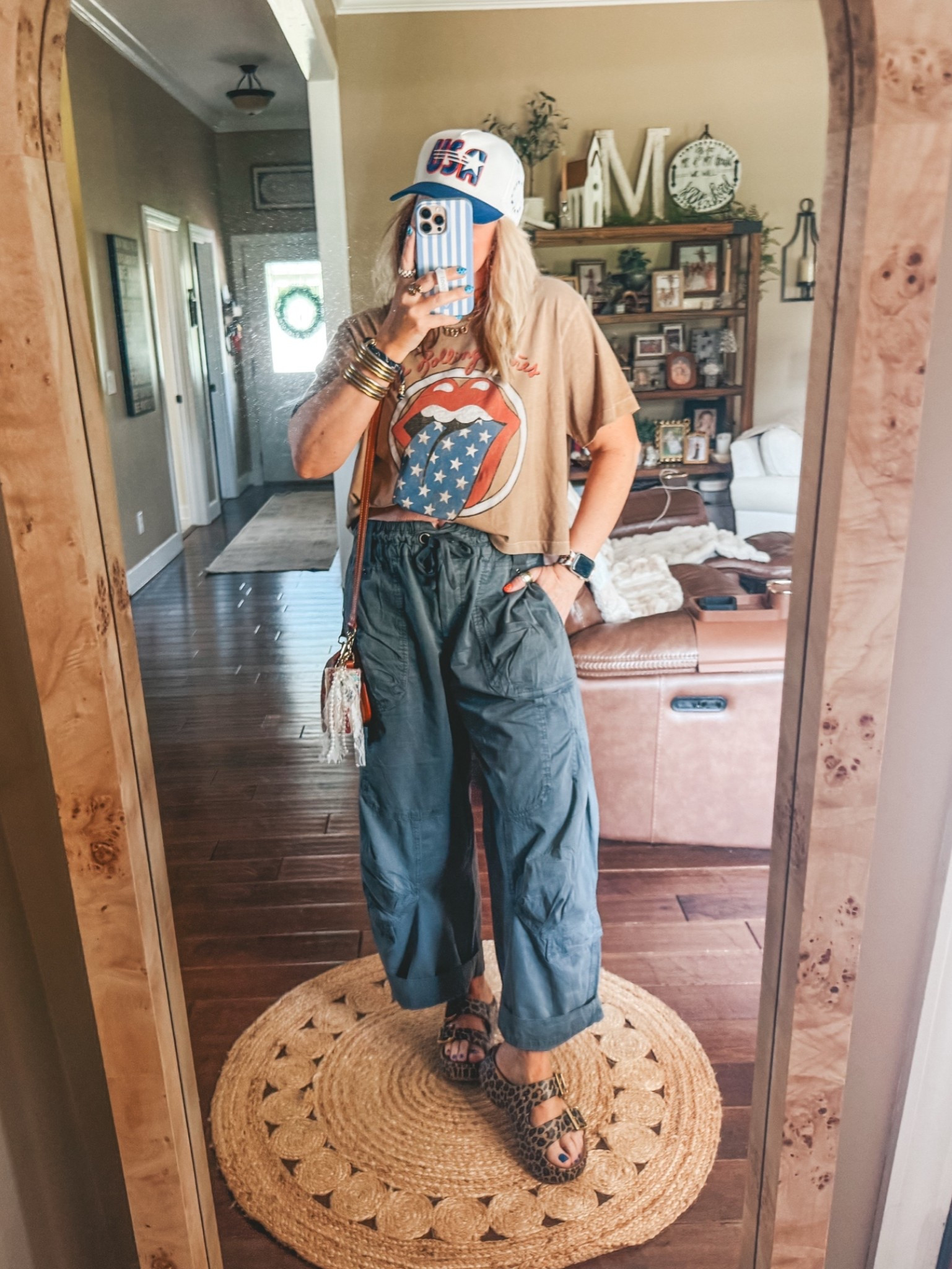 This USA Rolling Stones tee is so cute and on sale! Also linking these amazing pants plus some more similar that are less 💲
Tee M
Pants M
Crocs I size down 
Red jelly shoes in reel are true to size 

✨Use code MANDIE on rings to save! 
 My 🇺🇸 bag charm is @made.by.kagan on Instagram

#LTKOver40 #LTKootd #LTKgrwm
