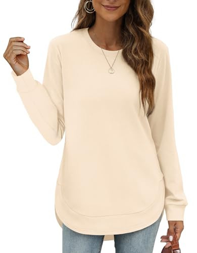 OFEEFAN Oversized Sweatshirt for Women Cream Fall Clothes for Women 2024 Cream Xl | Amazon (US)