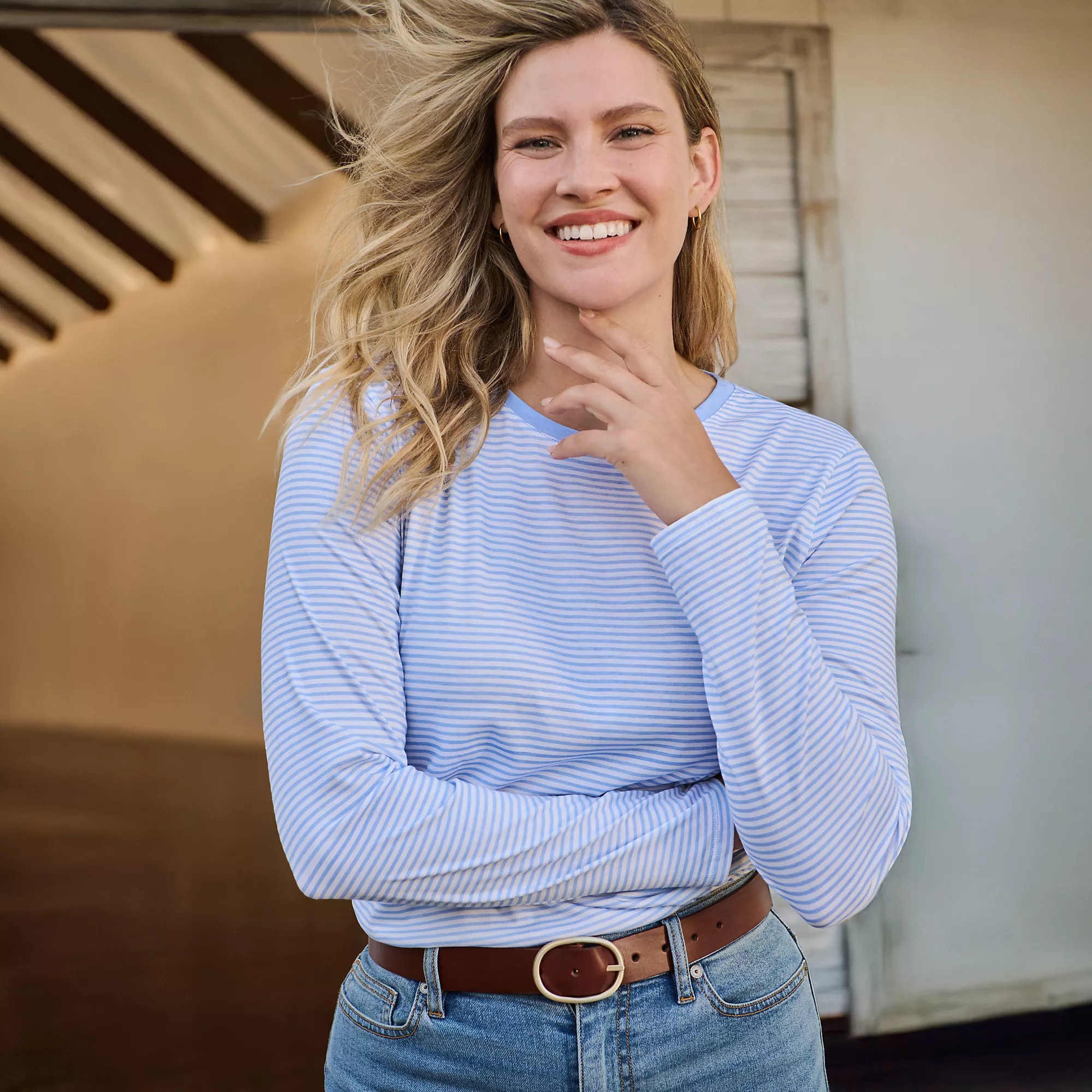 Supima Cotton Long Sleeve Crewneck T-Shirt | Lands' End (US)