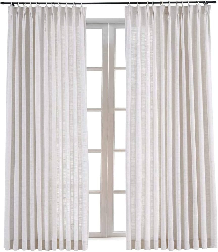 TWOPAGES 100 W x 84 L inch Pinch Pleat Darkening Drape Faux Linen Curtain Drapery Panel for Livin... | Amazon (US)