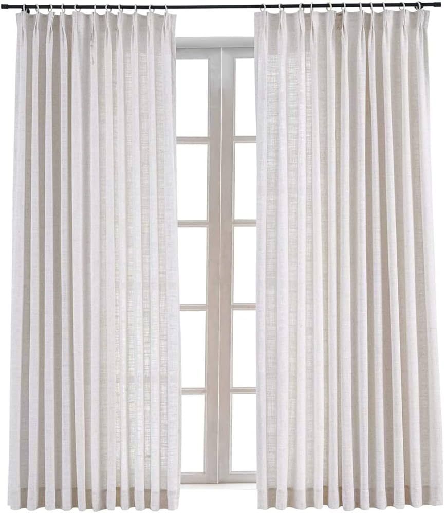 TWOPAGES 52 W x 96 L inch Pinch Pleat Darkening Drape Faux Linen Curtain Drapery Panel for Living... | Amazon (CA)