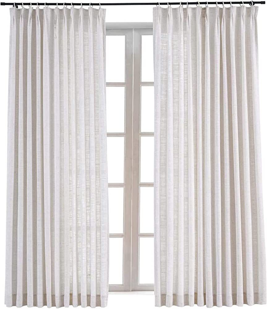 TWOPAGES 52 W x 96 L inch Pinch Pleat Darkening Drape Faux Linen Curtain Drapery Panel for Living... | Amazon (CA)