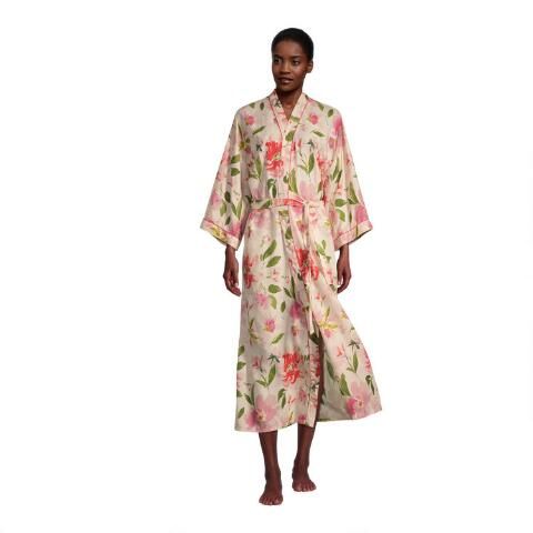 Pink Watercolor Floral Robe | World Market