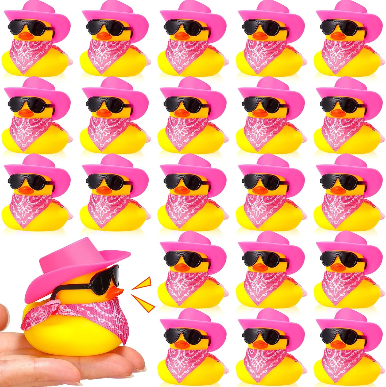 24 Set Cowboy Rubber Duck Bulk Mini Yellow Duckies Bath Party Tiny Ducks Bathtub Toy with Cowboy ... | Amazon (US)