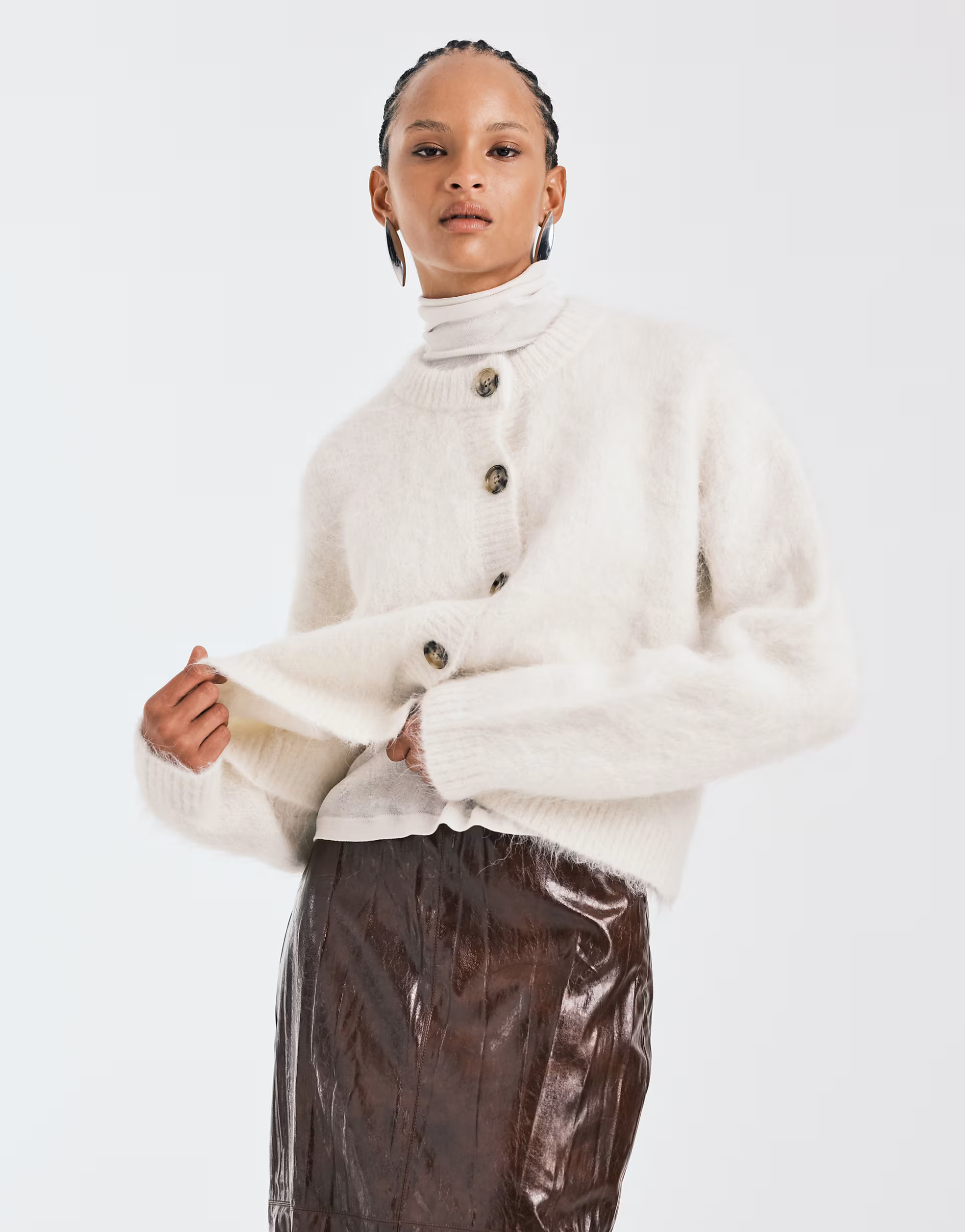 ASOS DESIGN chunky premium alpaca cardigan in cream | ASOS | ASOS (Global)