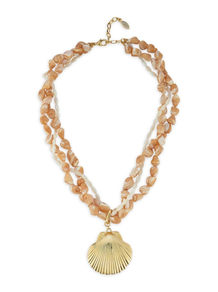 Shop Mignonne Gavigan Anisah 14K-Gold-Plated &amp; Shell Pendant Necklace | Saks Fifth Avenue | Saks Fifth Avenue