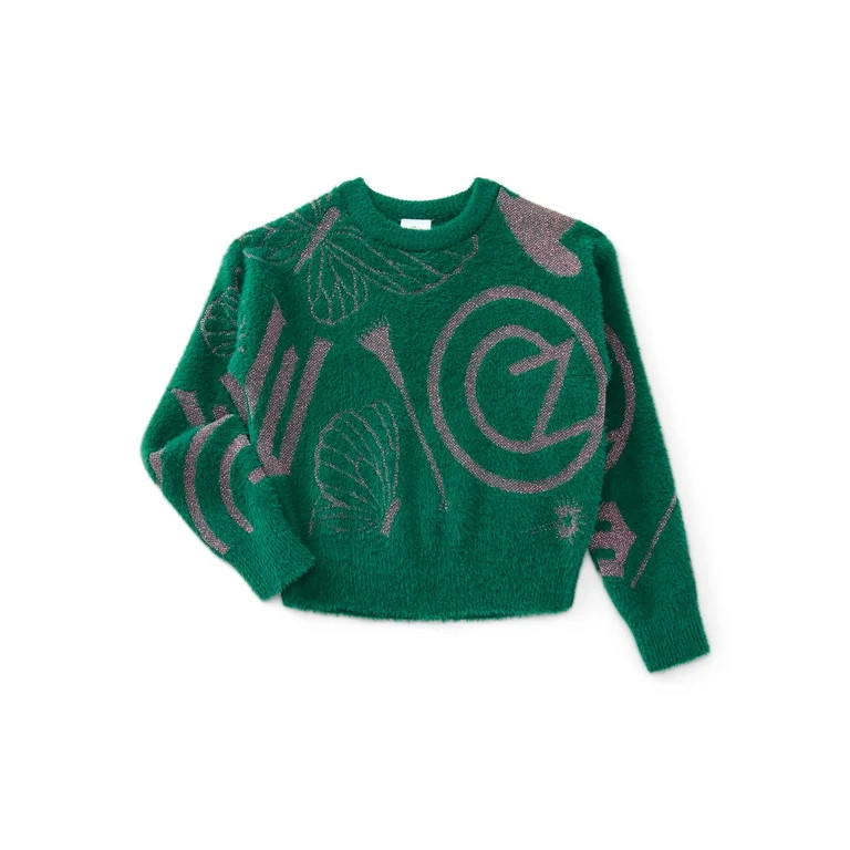 Wicked: For Good Girls Graphic Eyelash Knit Glitter Sweater, Sizes 4-16 | Walmart (US)