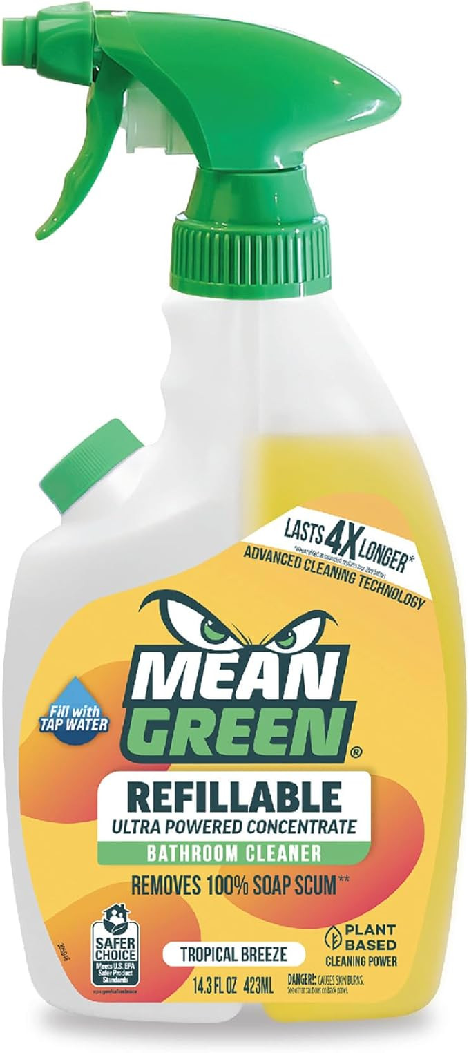 Mean Green Refillable Ultra Powered CONCENTRATE Bathroom Cleaner, Tropical Breeze, 14.3 Ounce | Amazon (US)
