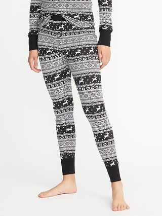 Old Navy Womens Patterned Thermal Sleep Leggings For Women Black Fair Isle Size L | Old Navy US