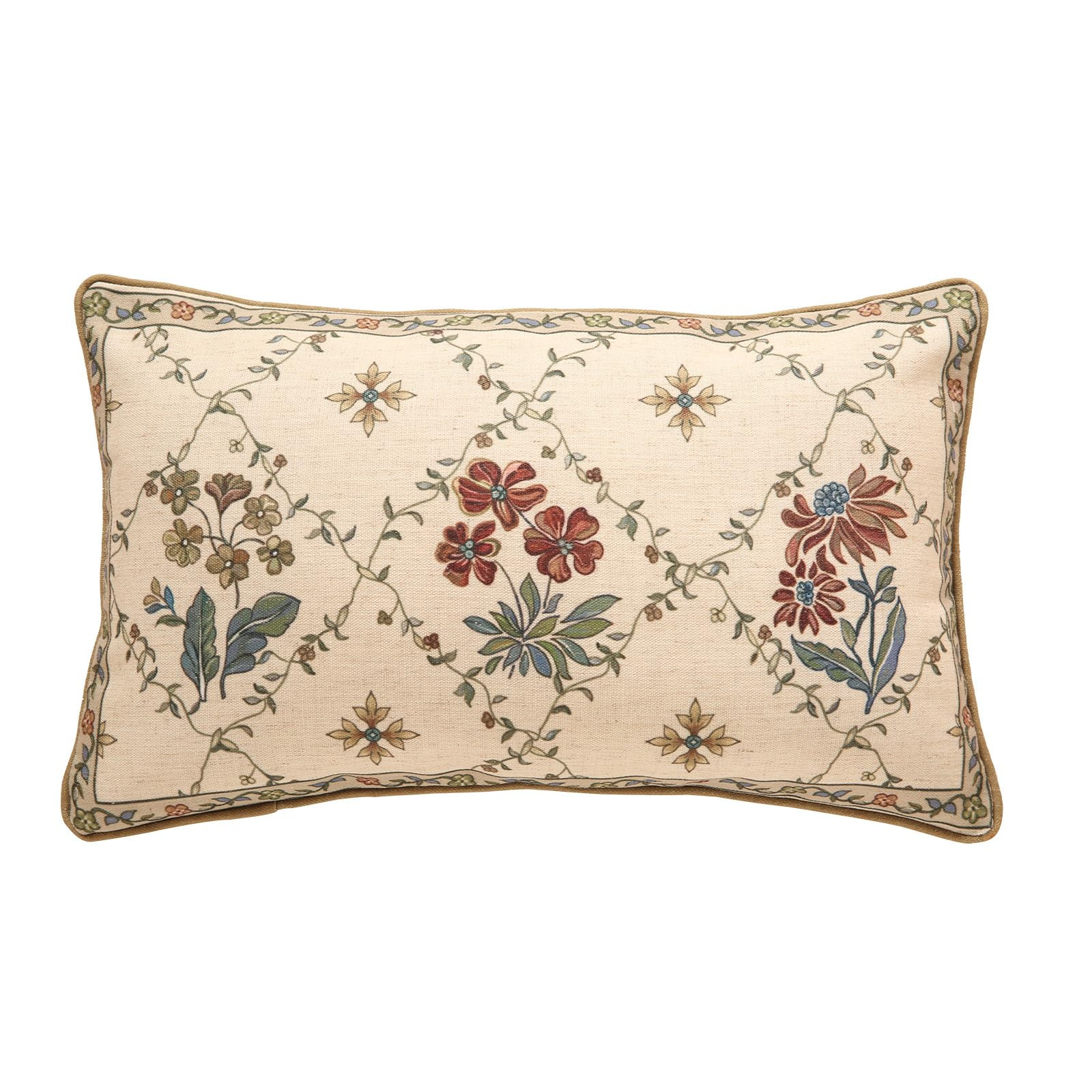 patdrea Designer Throw Pillow Covers,Rectangle Vintage Light Brown Linen with Floral Pattern Pill... | Amazon (US)