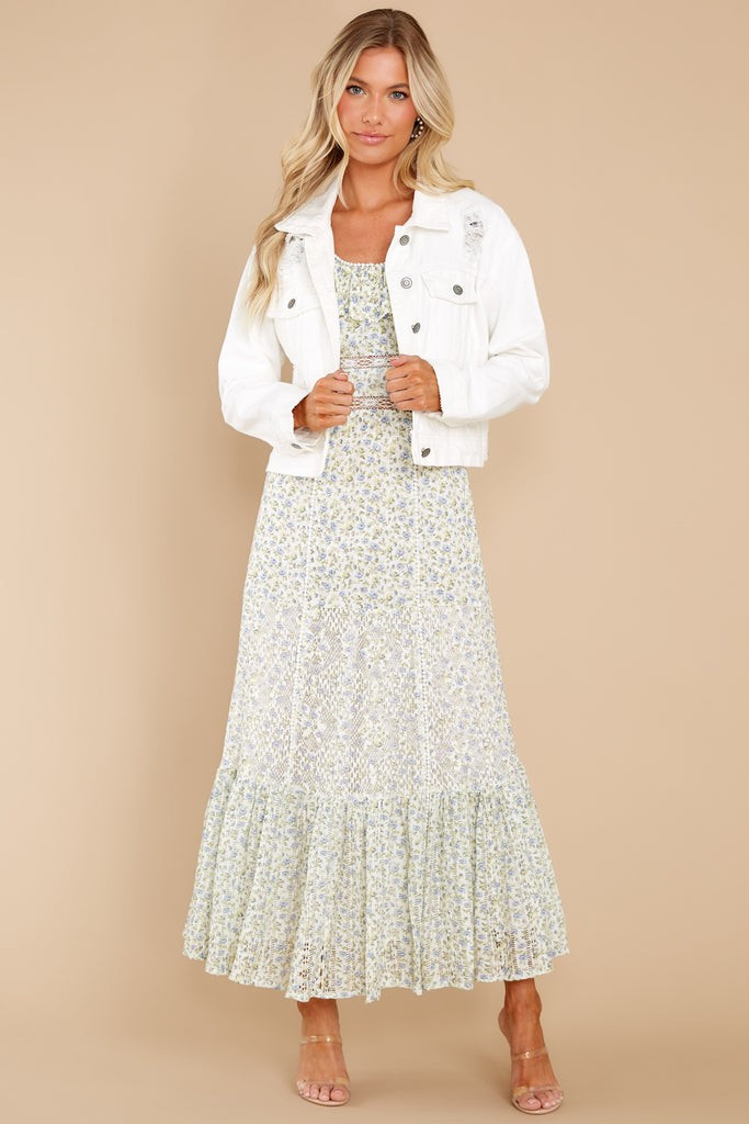 Stay Original White Distressed Denim Jacket | Red Dress 