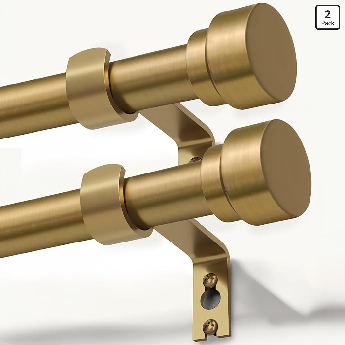 Lootkell 2 Pack Warm Gold Curtain Rods for Windows 66 to 120 Adjustable Length Heavy Duty 1" Diam... | Amazon (US)