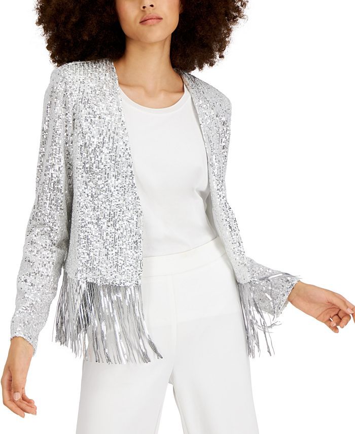 INC International Concepts Sequin Fringe Jacket, Created for Macy's & Reviews - Jackets & Blazers... | Macys (US)