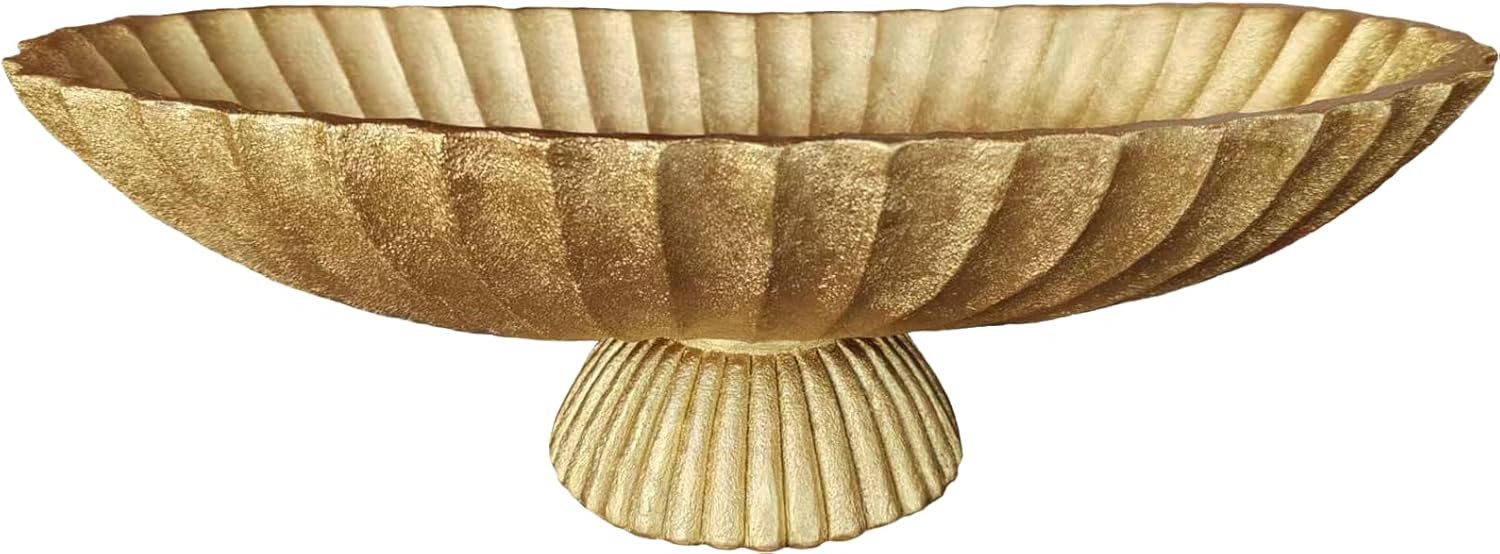 14.5" Large Decorative Long Bowl decor - Fluted Scalloped Decorative Bowls for Home Decor - Ruffl... | Amazon (US)