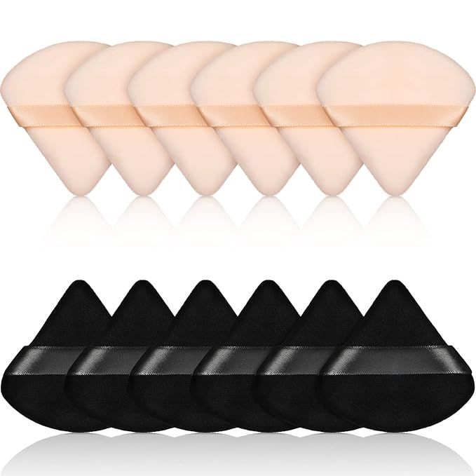 Amazon.com: 12 Pieces Powder Puff Face Triangle Makeup Puff for Loose Powder Soft Body Cosmetic F... | Amazon (US)
