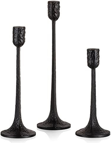 Iron Black Candlestick Holders, Romadedi Taper Candle Holders Set of 3 - Tall Metal Candle Stick ... | Amazon (US)
