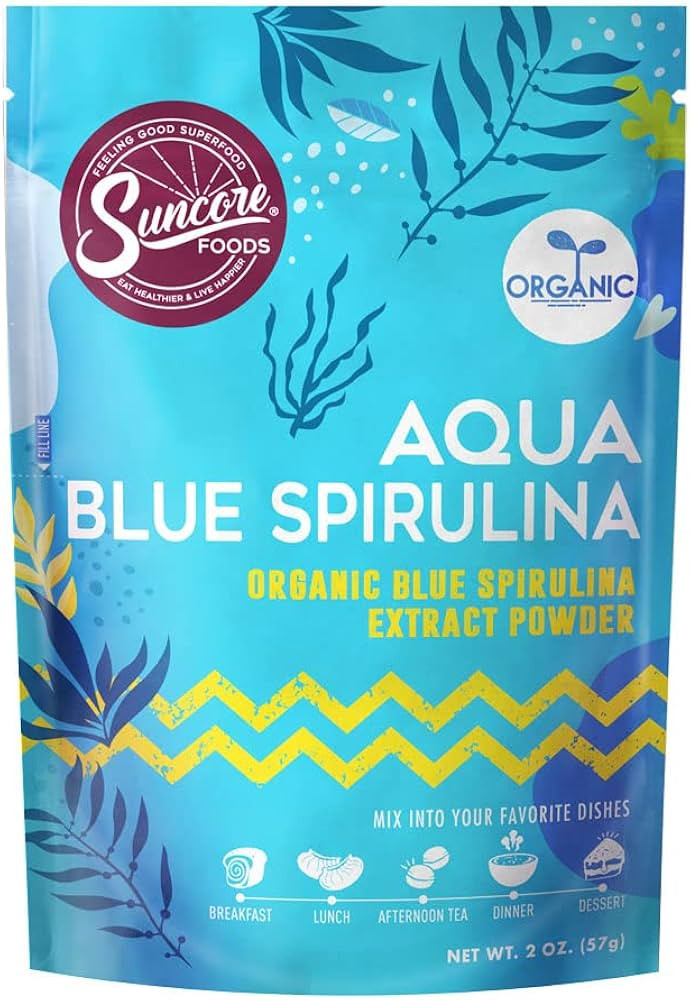 Suncore Foods Aqua Blue Spirulina Powder, 2 oz (1 Bag), Organic, Gluten-Free, Non-GMO, Plant-Base... | Amazon (US)