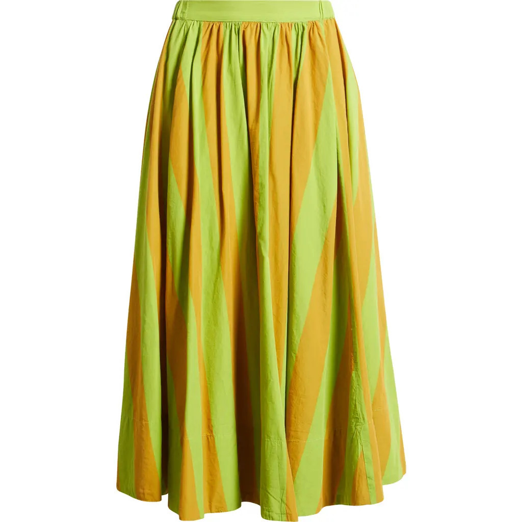 Free People Lowen Stripe Cotton Midi Skirt in Retro Combo at Nordstrom, Size Small | Nordstrom