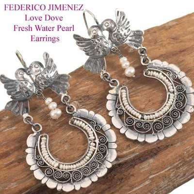 FEDERICO JIMENEZ Earrings OAXACA FLWR SEED Pearl WEDDING Sterling Silver Dangles  | eBay | eBay US
