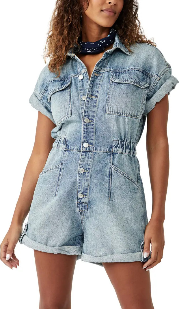 Marci Cotton Denim Romper | Nordstrom