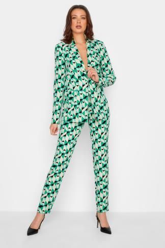 LTS Tall Green & White Geometric Print Tailored Blazer | Long Tall Sally