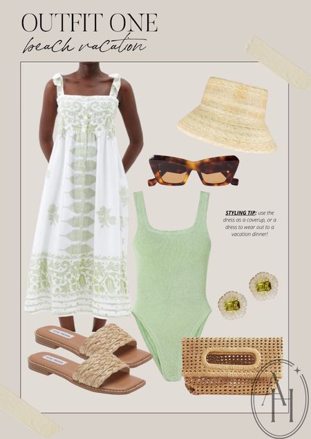 Beach vacation look from my June lookbook! I love this green and white dress paired with this swimsuit as a gorgeous cover-up. 

#LTKswim #LTKFind #LTKSeasonal