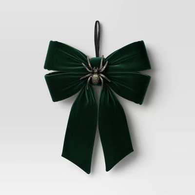 12" Green Velvet Bow with Embellishments - Spider - Hyde and EEK! Boutique™ | Target