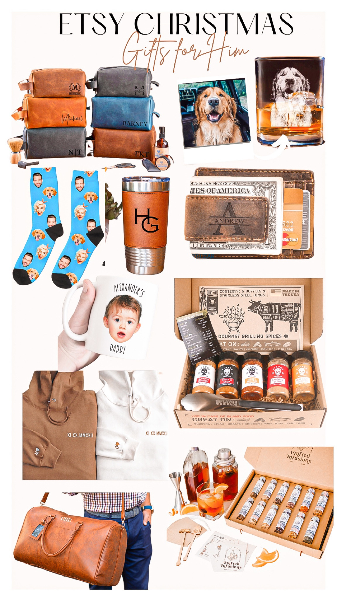 Etsy Christmas 🎄 
Gifts for Him 🤎


Personalized gifts are so special to gift at the holiday season - I gifted my husband the wallet over 4 years ago and it’s still in great condition !😊🤎

Gifts for him, mens gift guide, stocking stuffers, Christmas party, personalized gifts, men’s sock, men’s gifts, bbq seasonings , grill gifts, etsy gifts, matching sweatshirts, men’s sweatshirts, toiletry bag, travel bag, weekender bag, gifts for dad, travel tumbler, men’s wallet , whiskey set , etched whiskey glass 

#LTKHoliday #LTKmens #LTKGiftGuide