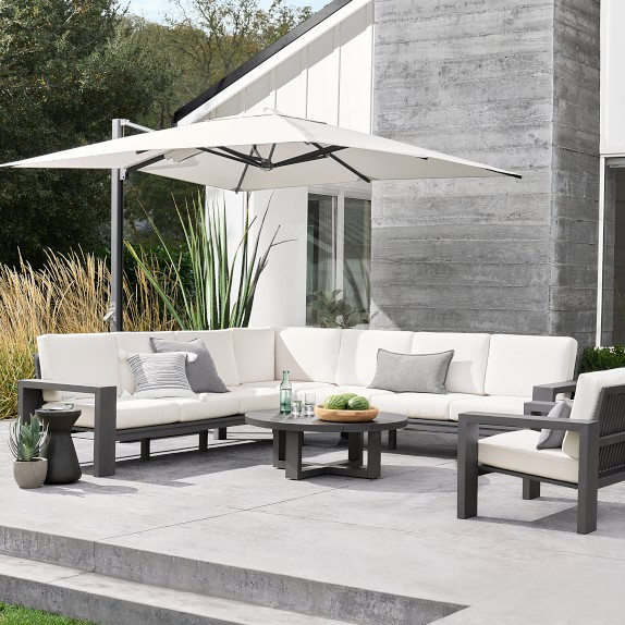 Larnaca Outdoor Slate Grey Metal Customizable Sectional | Williams-Sonoma