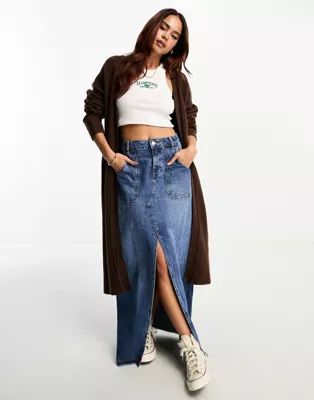 ASOS DESIGN maxi cardigan in brown | ASOS (Global)