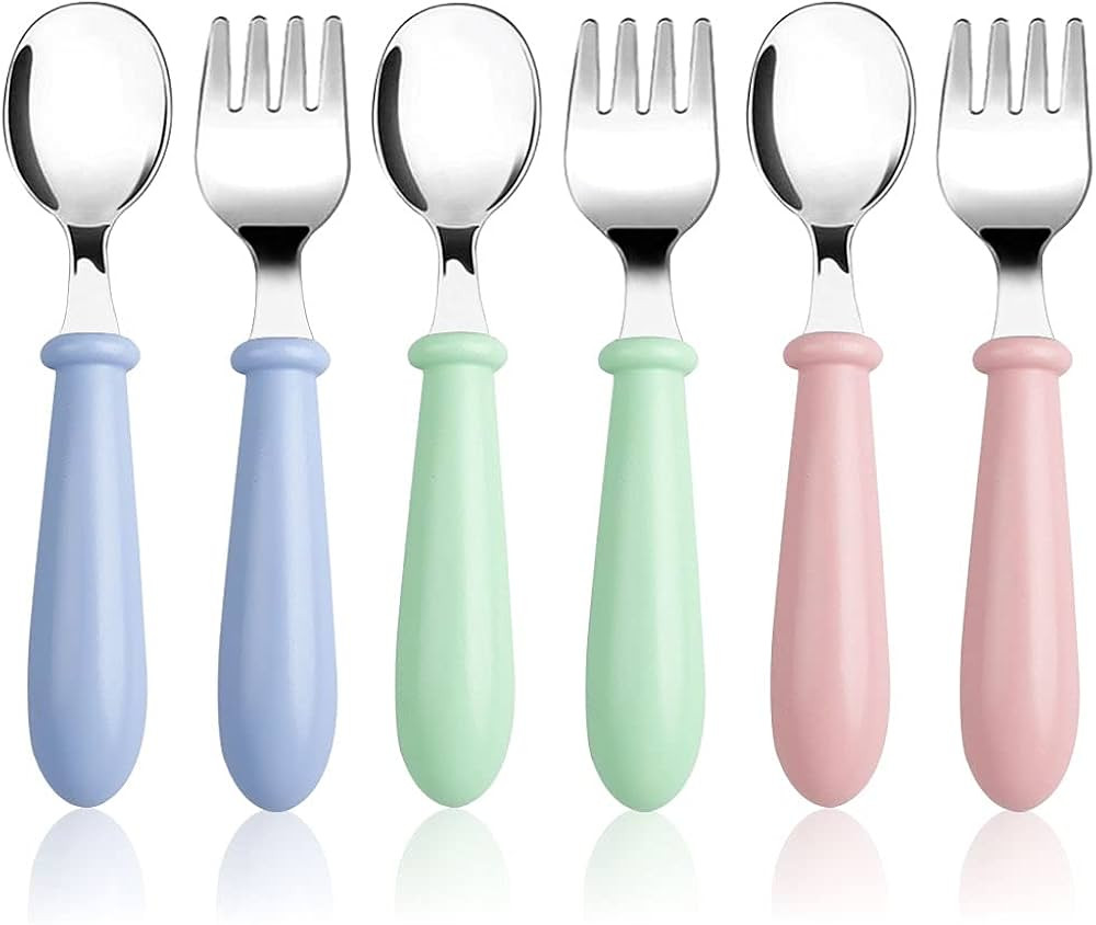 6 Pieces Toddler Utensils Kids Silverware Baby Forks and Spoons Set, Stainless Steel Childrens Sa... | Amazon (US)