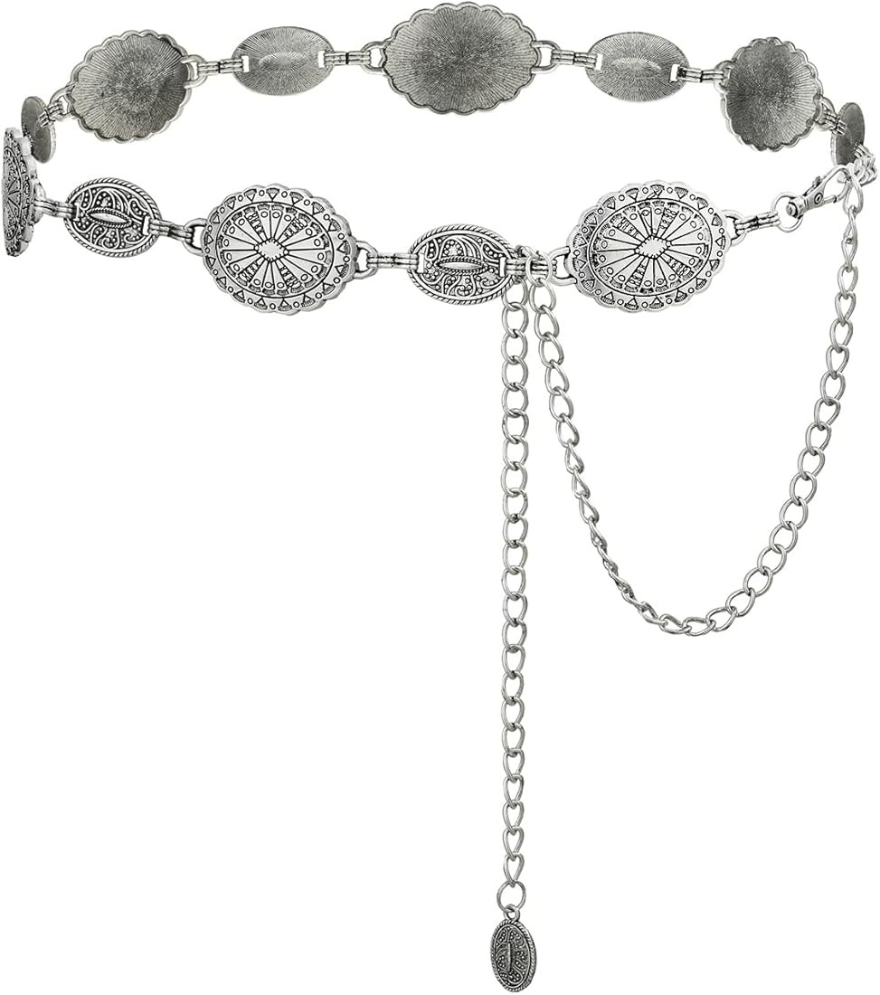 TOPACC Metal Chain Belt for Women Waist chains for Dresses Jeans Western Cowgirl | Amazon (US)