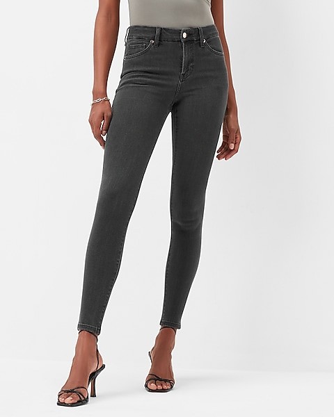 Mid Rise FlexX Black Skinny Jeans | Express