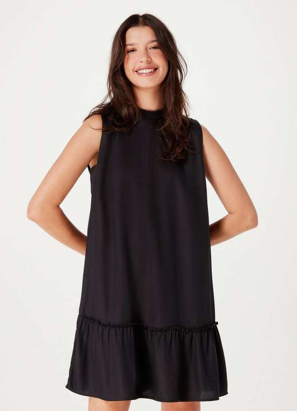Hering - Vestido Curto sem Manga com Franzidos Preto | Posthaus (BR)