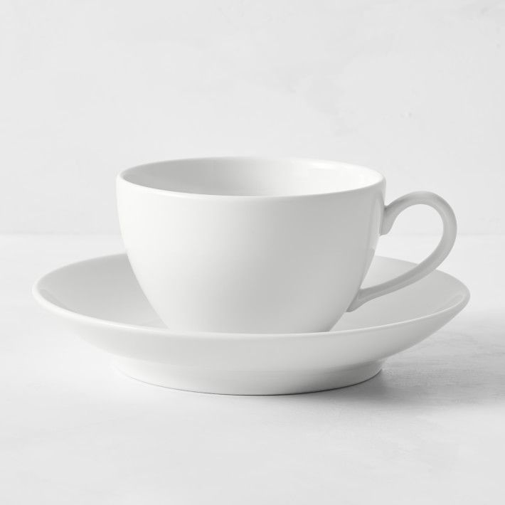 Pillivuyt Coupe Porcelain Cups & Saucers | Williams-Sonoma