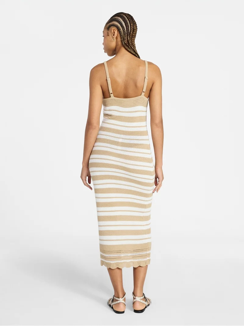 No Boundaries Cotton Crochet Cami Midi Dress, Women's XXS-XXL | Walmart (US)